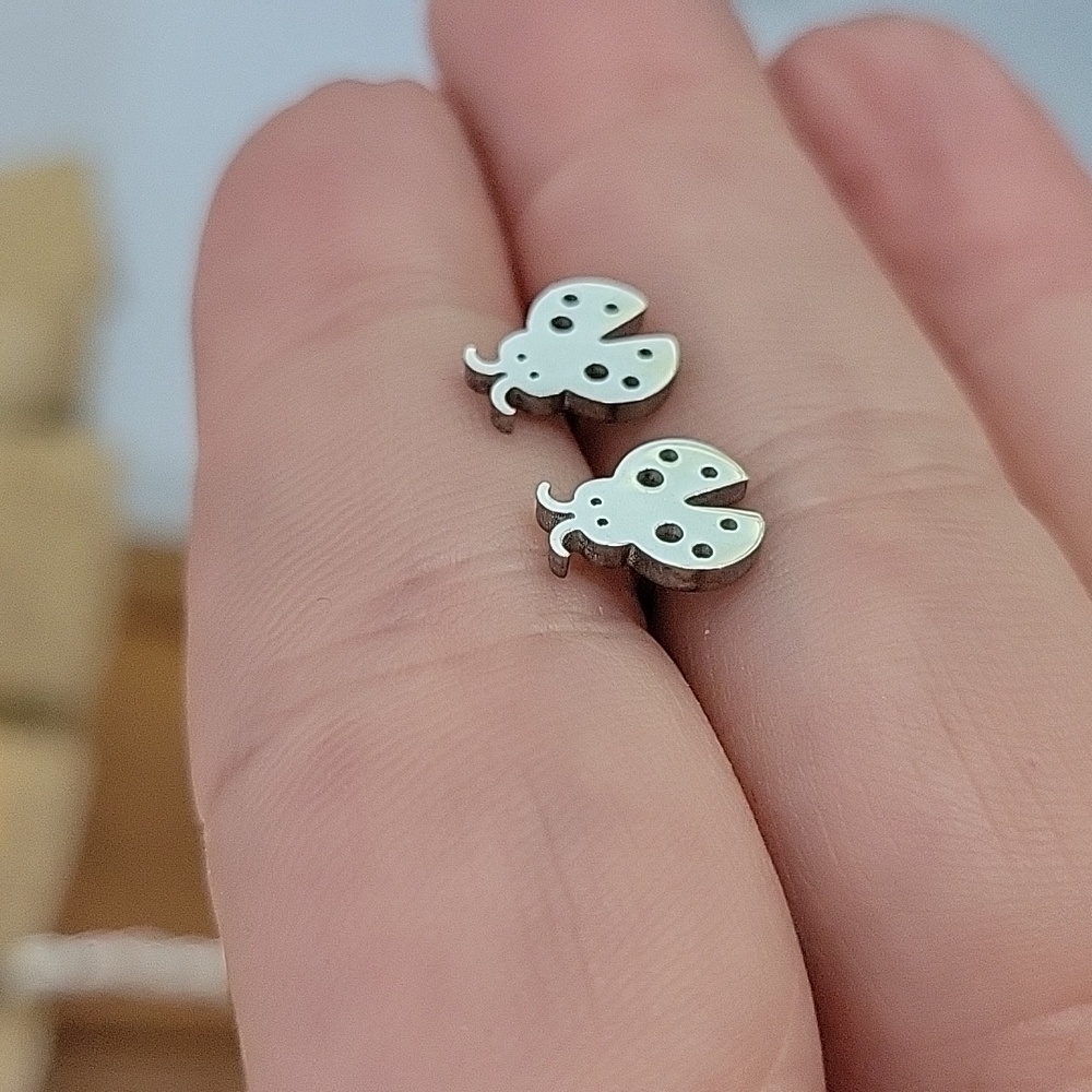 Ladybug Stud Earrings, Choice of Color - Picture 4 of 6